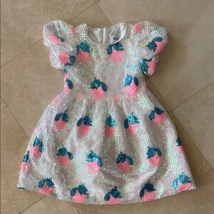 Lola + The Boys Sequin Strawberry Dress - Pink and Blue